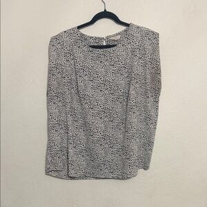entro Black and White Speckled Long Sleeve Blouse